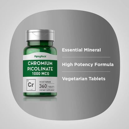 Chromium Picolinate 1000 mcg | 360 Tablets | Chromium Supplement | Vegetarian, Non-GMO Piping RockBuy Supplements Australia