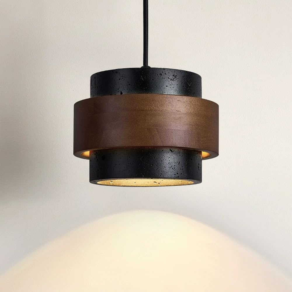 JIANGXMF Nordic Natural Travertine Pendant Light Wabi-sabi Stone Chandelier Retro Industry Hanging Ceiling Lamp for Bedroom Bedside Study Dining Table Lighting (Black) JIANGXMFBuy Supplements Australia
