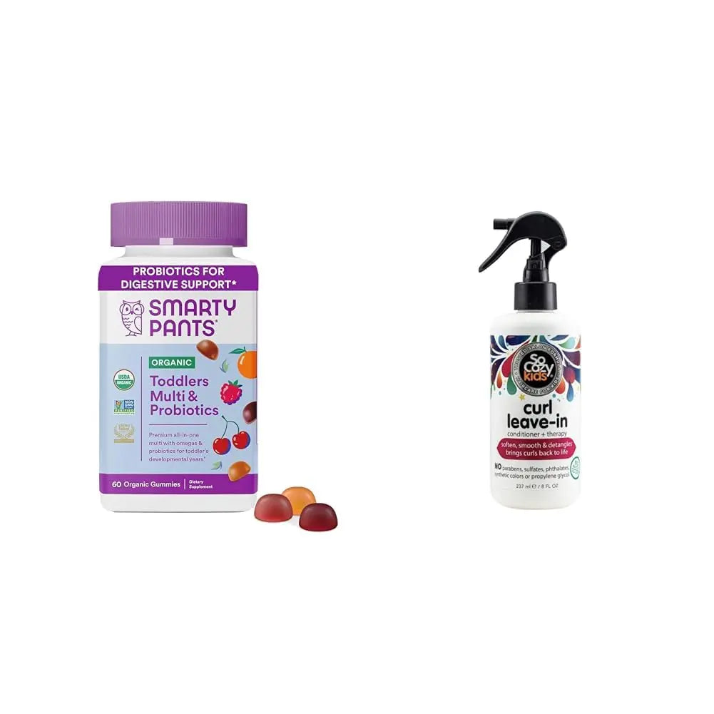 SmartyPants Organic Toddler Multivitamin Gummies & So Cozy Leave in Conditioner for Kids' Curly Hair, 60 Count SmartyPantsBuy Supplements Australia