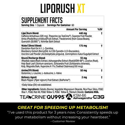 LIPORUSH NDS Nutrition XT - Concentrated Thermogenic with L-Carnitine & Teacrine LIPORUSHBuy Supplements Australia