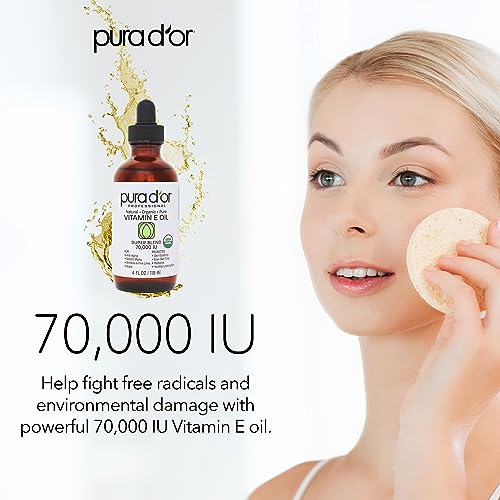 PURA D'OR 4 Oz ORGANIC Vitamin E Oil Blend 70,000 IU - 100% Natural Hexane Free, Sweet Almond PURA D'ORBuy Supplements Australia