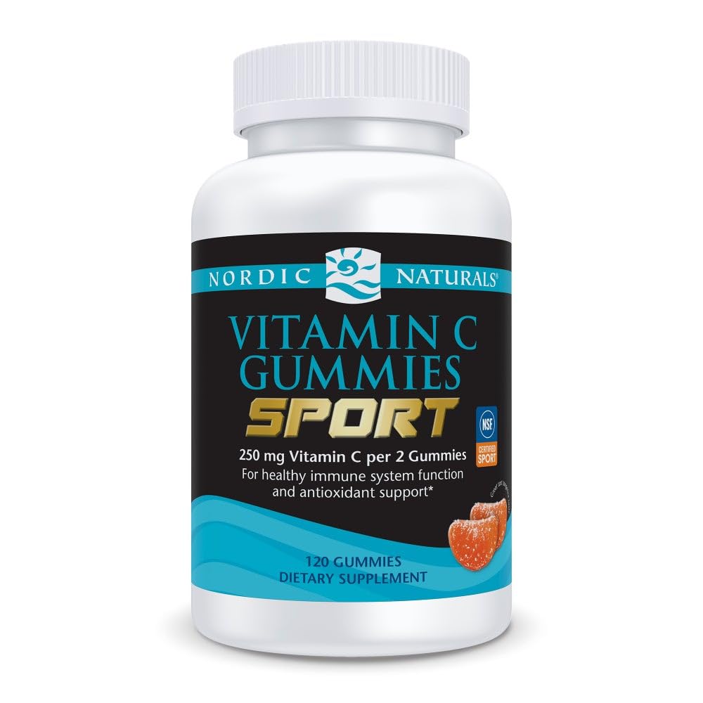 Nordic Naturals Vitamin C Gummies Sport, Tart Tangerine - 120 Gummies - 250 mg Vitamin C - Antioxidant Protection - NSF Certified - Non-GMO, Vegan - 60 Servings Nordic NaturalsBuy Supplements Australia