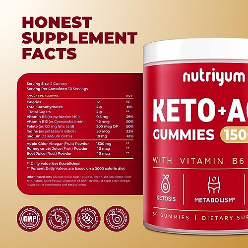 nutriyum Keto ACV Gummies 1500 mg - Apple Cider Vinegar Gummies with B6 & B12 nutriyumBuy Supplements Australia