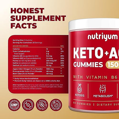 nutriyum Keto ACV Gummies 1500 mg - Apple Cider Vinegar Gummies with B6 & B12 nutriyumBuy Supplements Australia