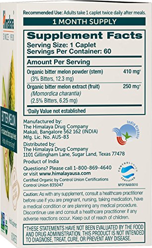 Himalaya Organic Bitter Melon for Glucose Metabolism, 660 mg, 60 Caplets, 1 Month Supply HimalayaBuy Supplements Australia