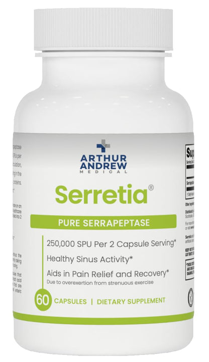 Arthur Andrew Medical, Serretia, Serrapeptase Formula for Muscle and Sinus Support, 60 Capsules Arthur Andrew MedicalBuy Supplements Australia