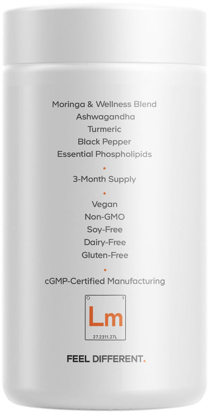 Codeage Liposomal Moringa+ Supplement, 400mg Moringa 50:1 Extract - Turmeric, Ashwagandha, Black Pepper, 3-Month Supply, Vegan Moringa Powder - 180 Capsules CodeageBuy Supplements Australia