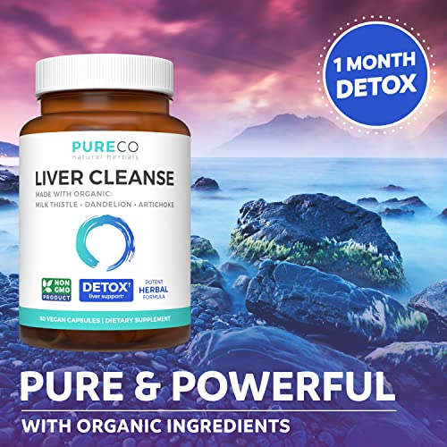 Organic Liver Cleanse Detox & Repair (Vegan, Non-GMO) Milk Thistle Extract (80% Silymarin) PURE COBuy Supplements Australia