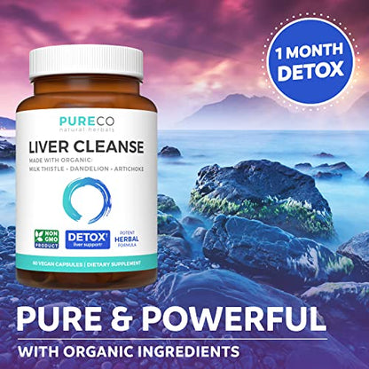 Organic Liver Cleanse Detox & Repair (Vegan, Non-GMO) Milk Thistle Extract (80% Silymarin) PURE COBuy Supplements Australia