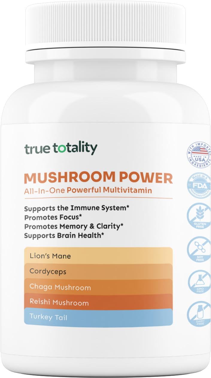 Mushroom Complex Capsules with Lion’s Mane, Reishi, Cordyceps, Chaga & Turkey Tail – True Totality Mushroom Power – Immune, Energy & Focus Support – 90 Vegan Capsules True TotalityBuy Supplements Australia