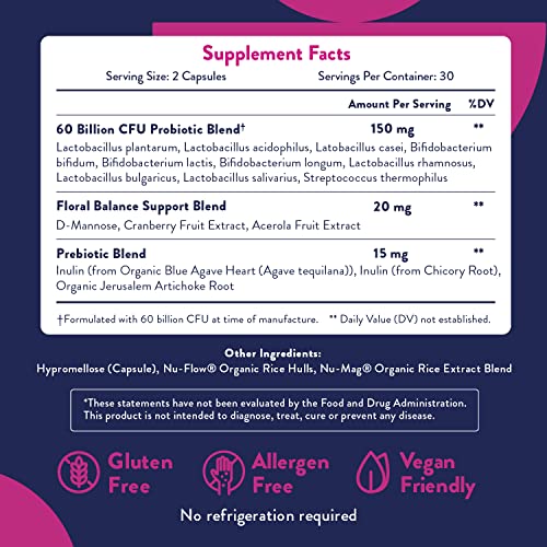 Probiotics for Women | Easy to Swallow Tiny Capsule | with Prebiotics, 60 Billion CFUs WayloBuy Supplements Australia