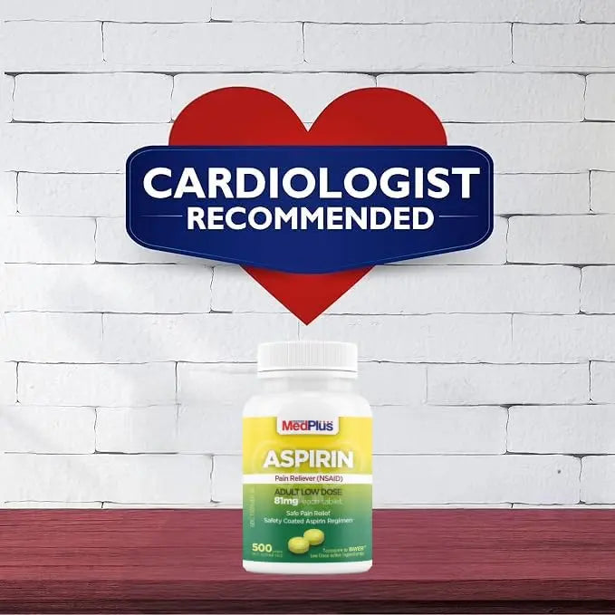 MedPlus Low Dose Aspirin 81 mg - 500 Tablets | Enteric Coated | Pain Reliever for Minor Aches and Pains, Fever Reducer - Made in USA MedPlusBuy Supplements Australia