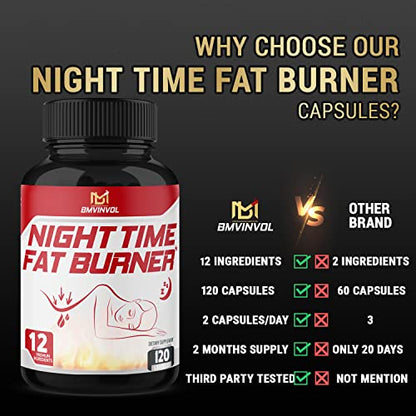 BMVINVOL Night Time Fat Burner 120Capsules, 12-in-1 Powerful Blend of Green Tea BMVINVOLBuy Supplements Australia