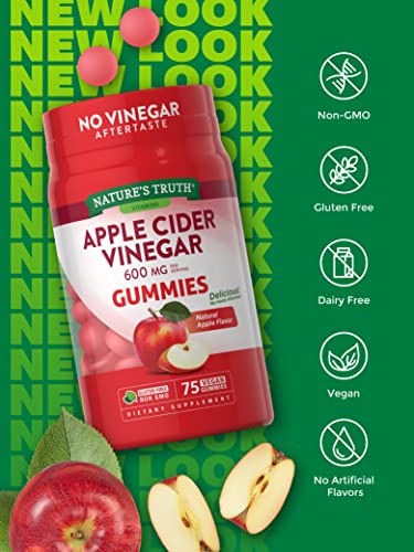 Nature's Truth Apple Cider Vinegar Gummies | 600 mg | 75 Gummies | Natural Apple Flavor Nature's TruthBuy Supplements Australia