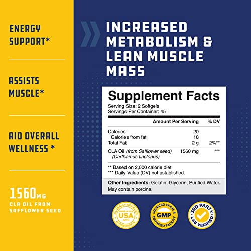 CLA Diet Weight Loss Pills - Women and Men - Pure Conjugated Linoleic Acid - Safflower Natures CraftBuy Supplements Australia