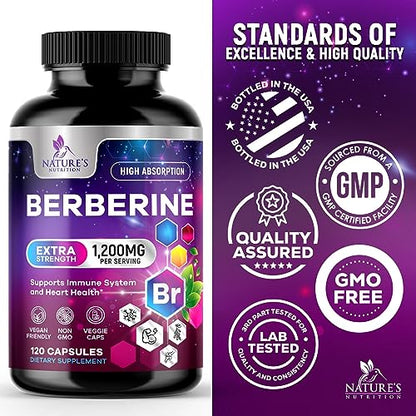 Berberine Supplement 1200mg per Serving - High Absorption Heart Health Support Nature's NutritionBuy Supplements Australia