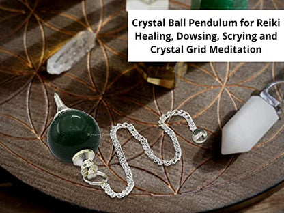 Green Aventurine Crystal Ball Pendulum for Divination - Dowsing Pendulum Necklace with Chain Amazing GemstoneBuy Supplements Australia