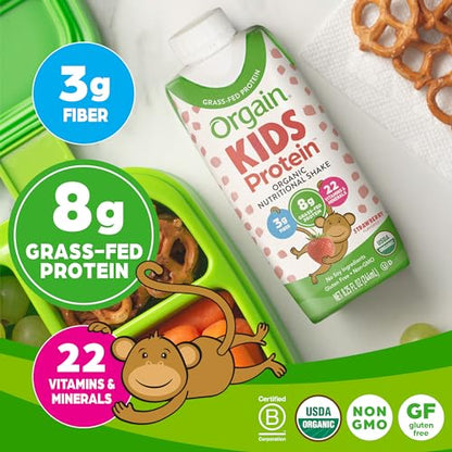 Orgain Organic Kids Nutritional Protein Shake, Strawberry - Kids Snacks with 8g Dairy OrgainBuy Supplements Australia