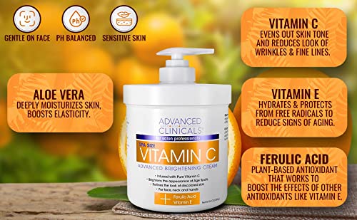 Advanced Clinicals Vitamin C Face & Body Cream Moisturizing Skin Care Lotion, Anti Advanced ClinicalsBuy Supplements Australia