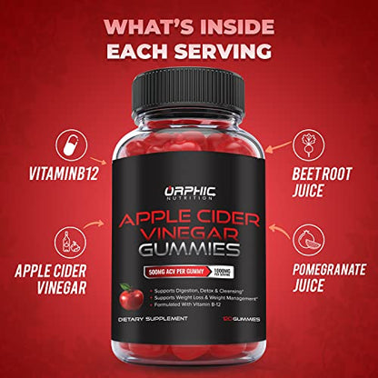 Apple Cider Vinegar Gummies with Mother- 1000mg - Supplement Formulated to Support ORPHIC NUTRITIONBuy Supplements Australia