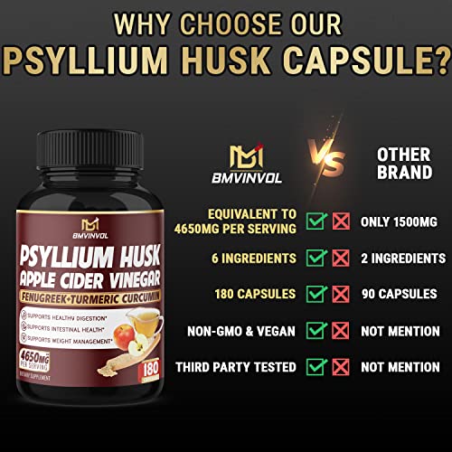 BMVINVOL Psyllium Husk Fiber Supplement 4650mg - Apple Cider Vinegar, Fenugreek BMVINVOLBuy Supplements Australia