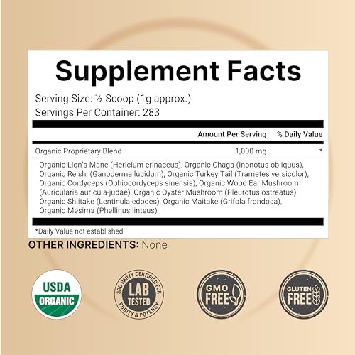NatureBell Organic Myco Guardians 10 in 1 Mushroom Powder, 10oz | Fresh Superfood NatureBellBuy Supplements Australia
