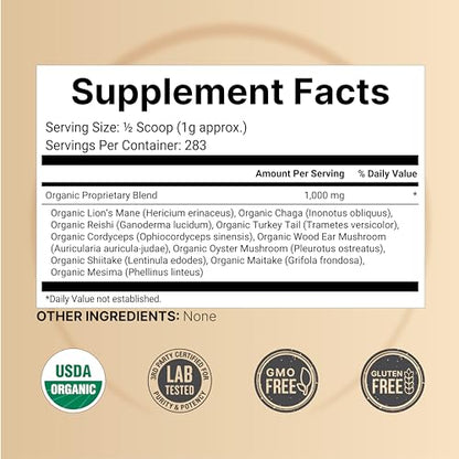 NatureBell Organic Myco Guardians 10 in 1 Mushroom Powder, 10oz | Fresh Superfood NatureBellBuy Supplements Australia