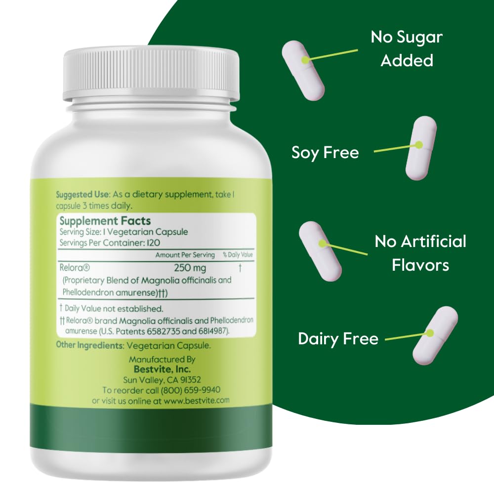 BESTVITE Filler-Free Relora 250mg (240 Vegetarian Capsules) (120 x 2) – Clinically Researched – No Stearates – Vegan – No Fillers – Supports the Management of Occasional Stress* BESTVITEBuy Supplements Australia