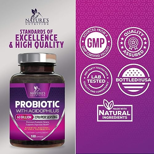 Probiotics, 60 Billion CFU per Serving, Probiotic with Prebiotics for Digestive & Immune Health Nature's NutritionBuy Supplements Australia
