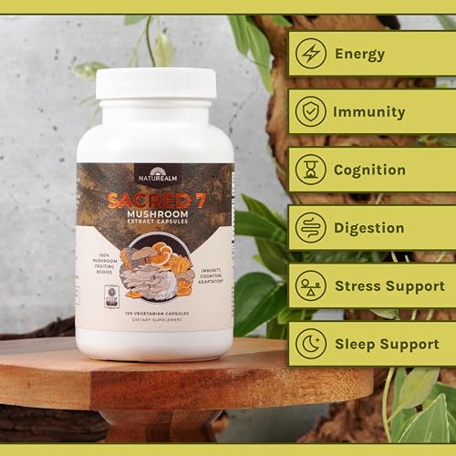 Naturealm Sacred 7 Mushroom Extract Capsules - Chaga, Cordyceps, Lion's Mane NaturealmBuy Supplements Australia