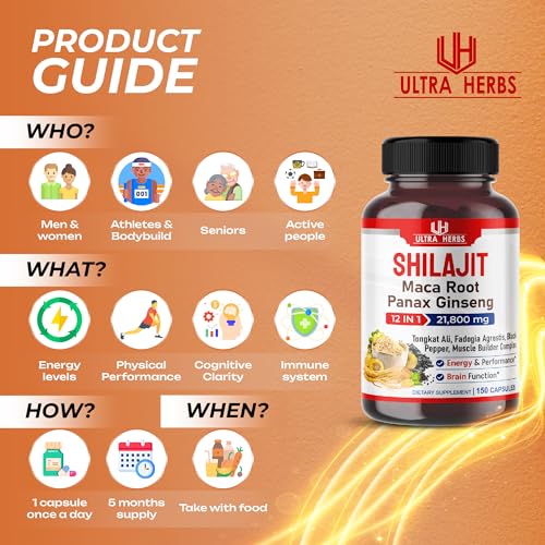 Shilajit Pure Himalayan 21,800mg - Energy Booster 85% Fulvic Acid, Maca Root ULTRA HERBSBuy Supplements Australia