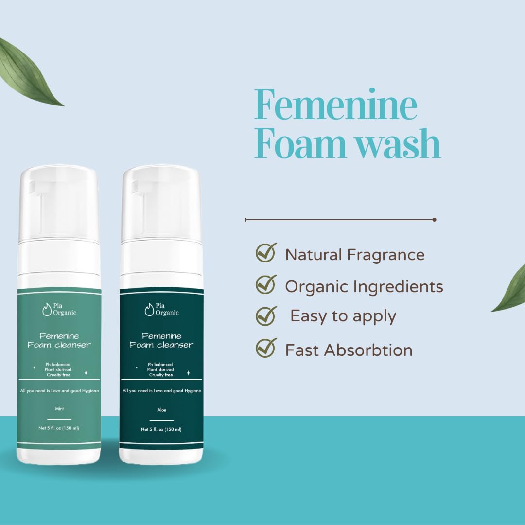 Pia Organic Mint Feminine Foam Cleanser Organic wormwood/olive leaf, Foaming PH Balance Feminine Wash Pia OrganicBuy Supplements Australia