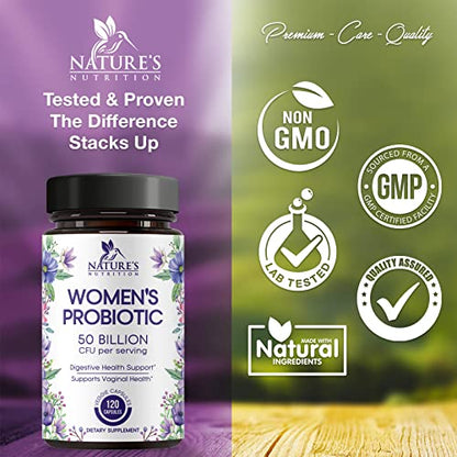 Probiotics for Women 4-in-1, 50 Billion CFU + Prebiotics, Vaginal Women's Probiotic Nature's NutritionBuy Supplements Australia