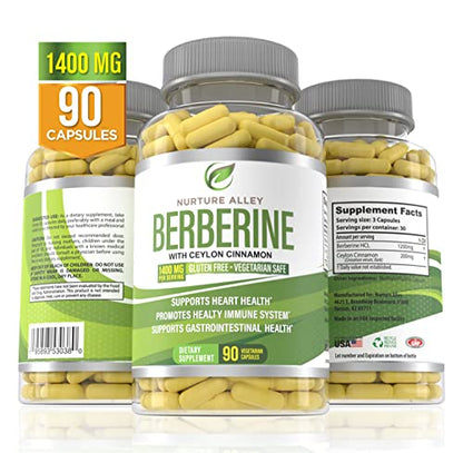 Nurture Alley Berberine Complex - Berberine HCL 1200mg Plus Organic Ceylon Cinnamon NURTURE ALLEYBuy Supplements Australia