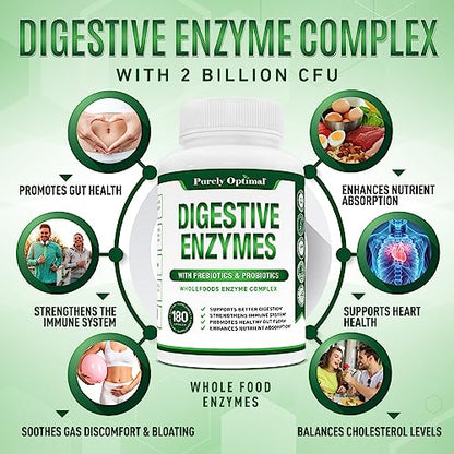 Purely Optimal Premium Digestive Enzymes Plus Prebiotics & Probiotics - for Better Digestio Purely OptimalBuy Supplements Australia