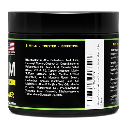 Super Natural Goods Hemp Cream with Hemp Oil, Turmeric, Arnica & Menthol – Botanical Cream with a Cooling Sensation for Localized Application (16oz) Super Natural GoodsBuy Supplements Australia