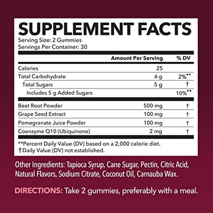 Beet Root + COQ10 Gummies Nitric Oxide Booster for Healthy Energy & Circulation Support HAVASU NUTRITIONBuy Supplements Australia