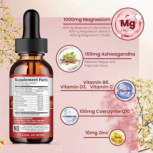 Triple Magnesium Complex Supplement, Magnesium Glycinate, Blend, Citrate Liquid Drops dilibBuy Supplements Australia