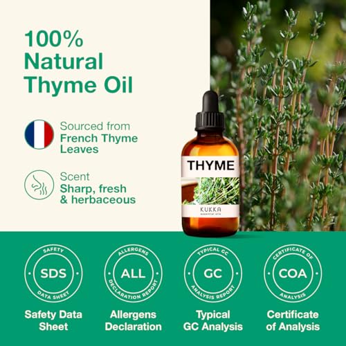 Kukka Thyme Essential Oil for Hair Thyme Oil for Skin - 100% Natural Thyme Essential Oil for Diffuser KUKKA essential oilsBuy Supplements Australia
