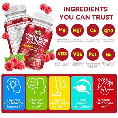 120 Count Magnesium Glycinate Gummies with L-Threonate（600mg Per Serving）,High Absorption Sugar Free Magnesium Potassium Supplement for Relaxation, Stress Relief, and Sleep Support for Adults & Kids WOJBALMNBuy Supplements Australia