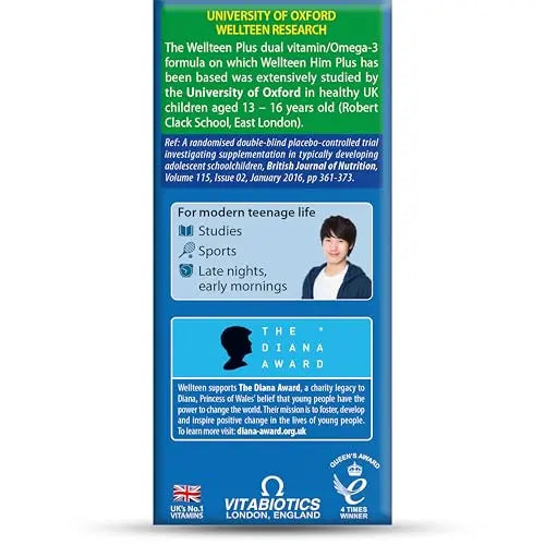 Vitabiotics Wellteen Him Plus Omega-3 - Maximum Nutritional Support for Teenagers and Young Men Ages 13-19 - 56 Tablets and Capsules WellteenBuy Supplements Australia