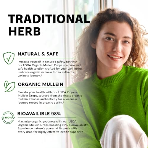 USDA Organic Mullein Drops for Lungs - Mullein Leaf Extract Supplement - Made in USA NUTRAHARMONYBuy Supplements Australia