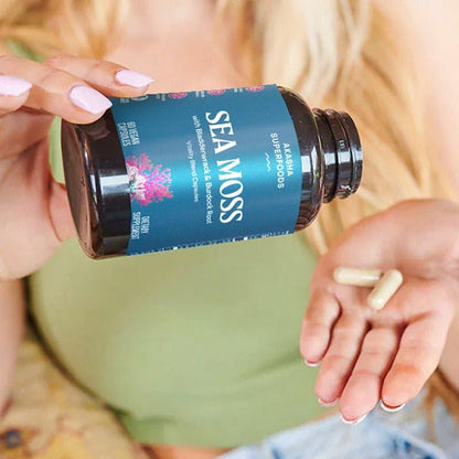 Akasha Superfoods Sea Moss Capsules, Organic Irish Moss with Bladderwrack Root, Burdock Root, and BioPerine, Skin, Thyroid, Digestion & Immunity Support for Women & Men, Gluten Free, Vegan, 60 Count Akasha SuperfoodsBuy Supplements Australia