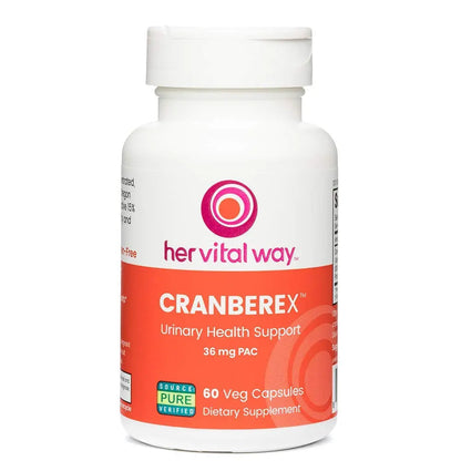 her vital way Cranberex - Cranberry Pills for Women and Men - Cranberry Supplement with 36mg PAC - Cranberry Extract Capsules for Urinary Tract Health and Kidney Care - 60 Veg Capsules her vital wayBuy Supplements Australia