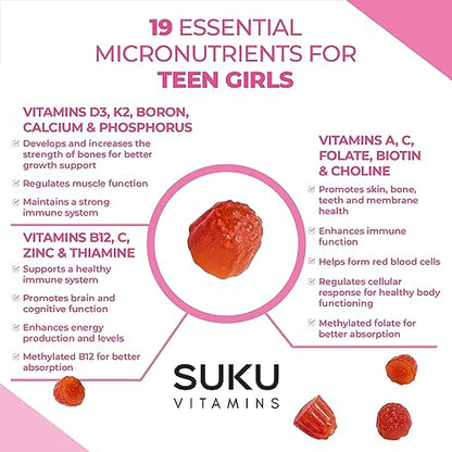 SUKU Vitamins Teen Girl Gummies – Sugar Free Vegetarian Gummy Vitamins Supplement SUKU VitaminsBuy Supplements Australia