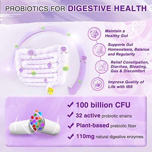 Probiotics for Women Digestive Health with Enzymes & Prebiotics 100 Billion | Vaginal Probiotics ZEBORABuy Supplements Australia