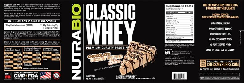 NutraBio Classic Whey Protein Powder- Full-Spectrum Amino Acid Profile - No Fillers NutraBioBuy Supplements Australia