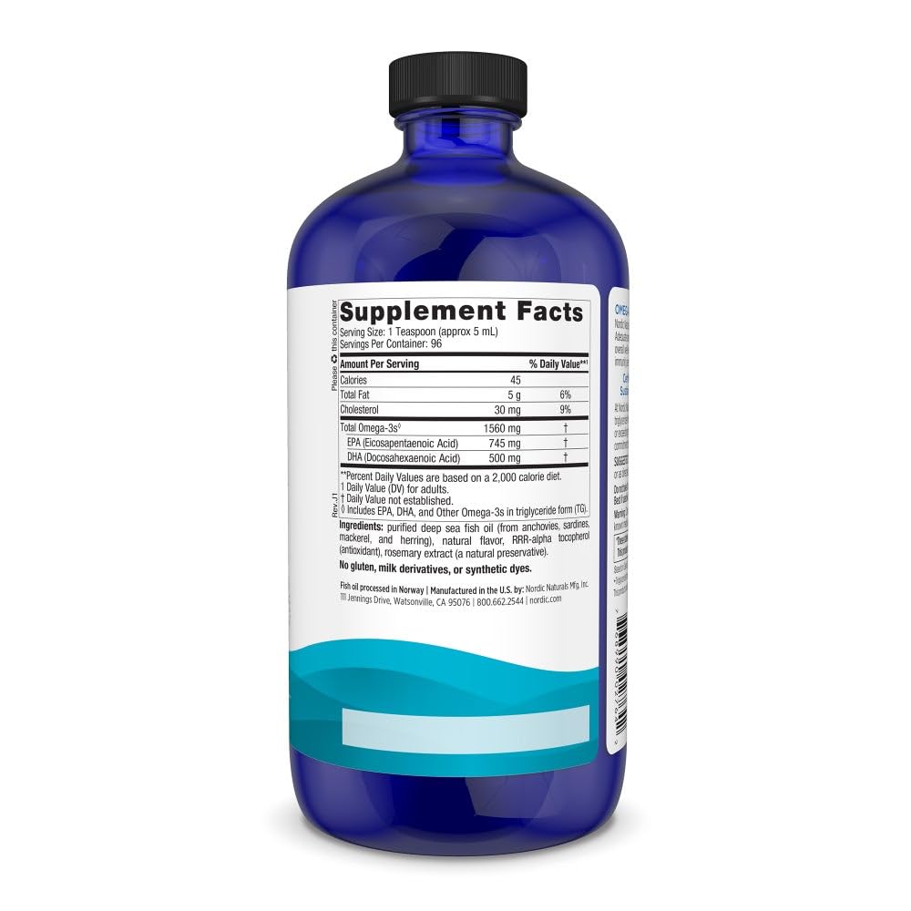 Nordic Naturals Omega-3, Lemon Flavor - 16 oz - 1560 mg Omega-3 - Fish Oil - EPA & DHA - Immune Support, Brain & Heart Health, Optimal Wellness - Non-GMO - 96 Servings Nordic NaturalsBuy Supplements Australia