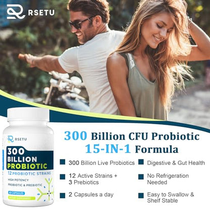 Probiotics for Women Men: 300 Billion CFU Probiotic High Potency + 12 Strains Organic RSETUBuy Supplements Australia