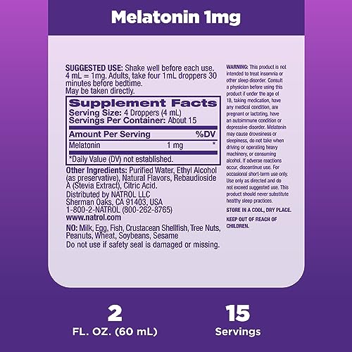 Natrol Liquid Melatonin 1mg, Berry-Flavored Dietary Supplement for Restful Sleep, 2 Fl Oz NatrolBuy Supplements Australia
